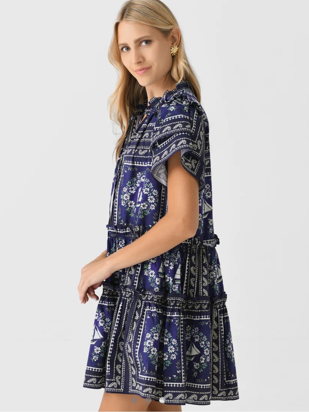 HUNTER BELL NWOT Women's Merritt Short Sleeve Dress in Bon Voyage Size XS Preppy - Picture 2 of 12
